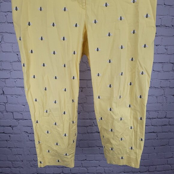 Talbots Yellow Embroidered Bees Curvy High Rise Cropped Pants 18W (37x25) - Picture 7 of 15